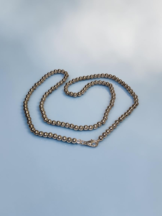 925 Sterling Silver Jewelry - Heavy Sterling Silver Unisex Italy Beaded Chain Necklace 37 Grams